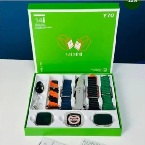 Y70 Ultra Couple Smartwatch with 13 Straps, 2 Watch And 1 Tasbi Watch-Black
