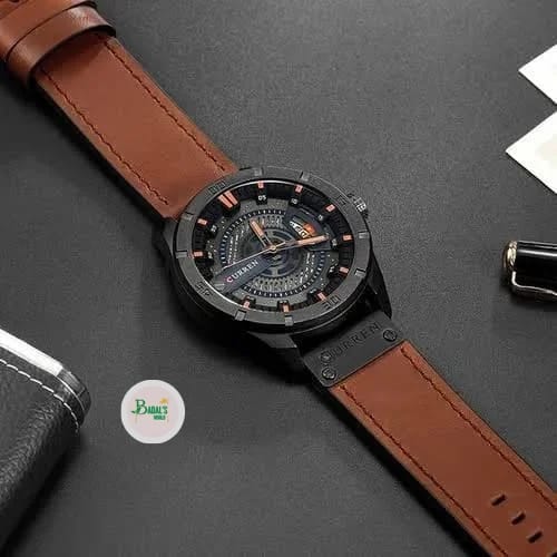 CURREN 8301 Watch Men Date Display Leather Creative Quartz Wrist Watches - Image 2