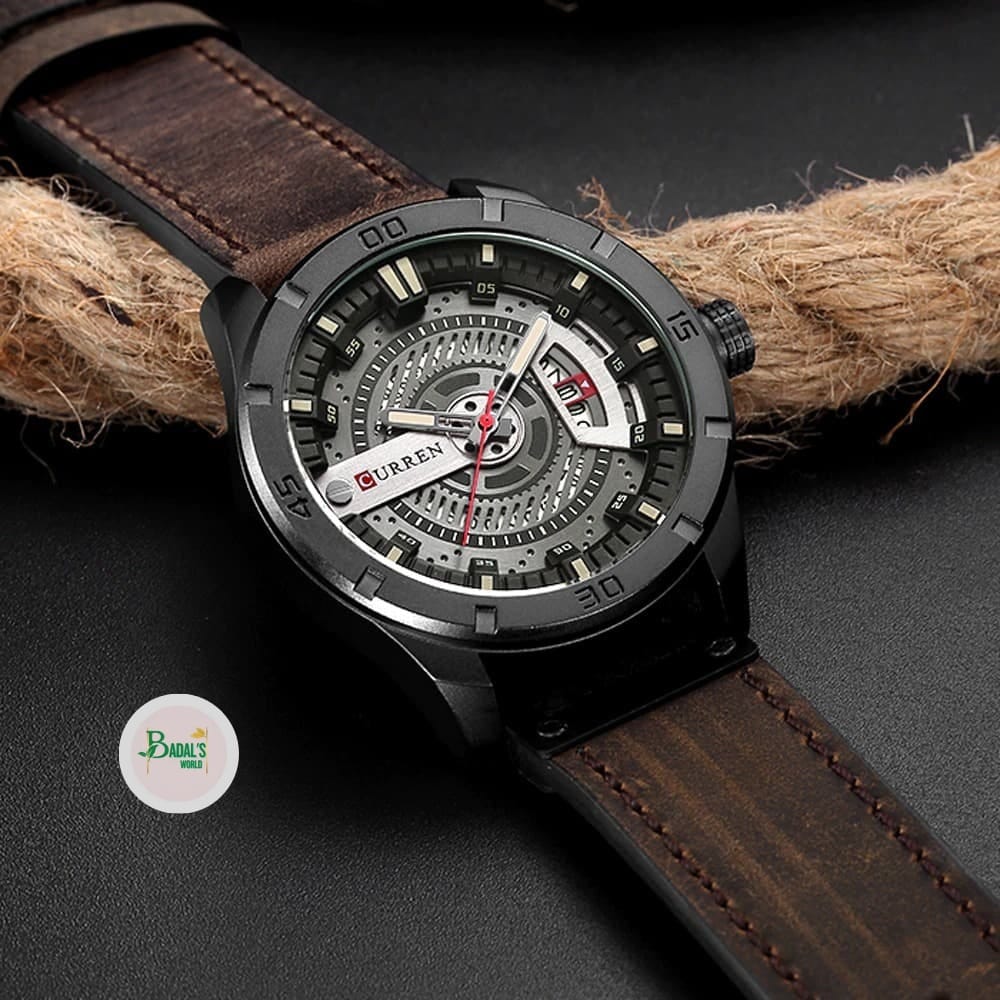 CURREN 8301 Watch Men Date Display Leather Creative Quartz Wrist Watches - Image 6