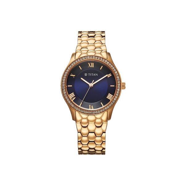 Titan Purple Glamour Quartz Analog Blue Dial Women’s Watch