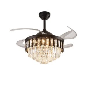 Retractable Blades Crystal Chandelier 48" Ceiling Fan Remote Control (IP-375)