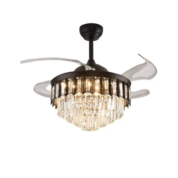 Retractable Blades Crystal Chandelier 48" Ceiling Fan Remote Control (IP-375)